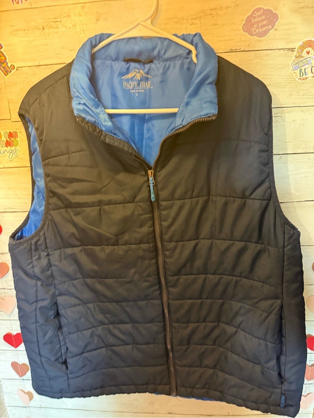 Pacific Trail Black Quilted Vest with Blue Lining